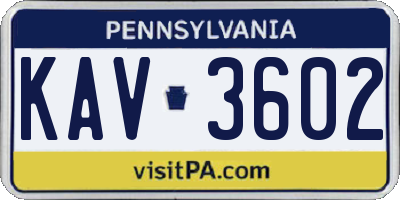 PA license plate KAV3602