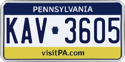PA license plate KAV3605