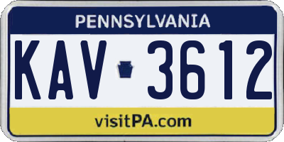 PA license plate KAV3612