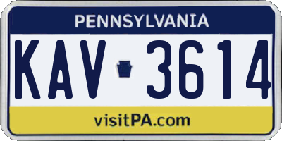 PA license plate KAV3614