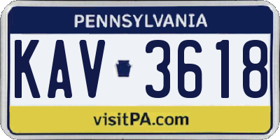PA license plate KAV3618