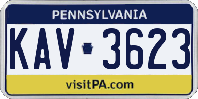 PA license plate KAV3623