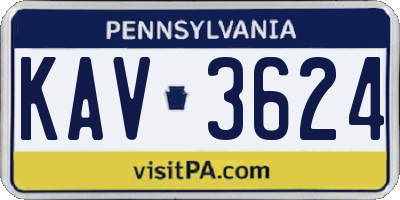 PA license plate KAV3624