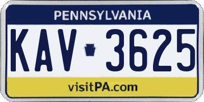 PA license plate KAV3625