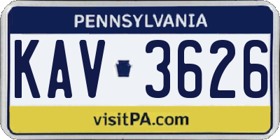 PA license plate KAV3626