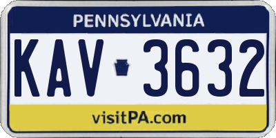 PA license plate KAV3632