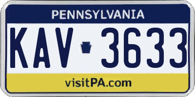 PA license plate KAV3633