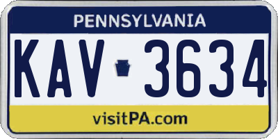 PA license plate KAV3634