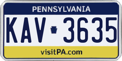 PA license plate KAV3635