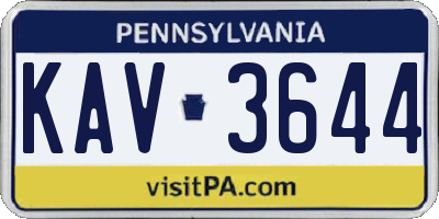 PA license plate KAV3644