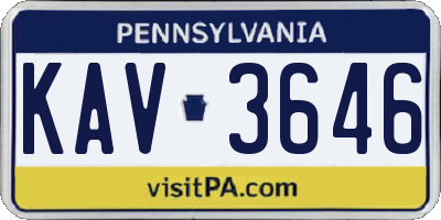 PA license plate KAV3646