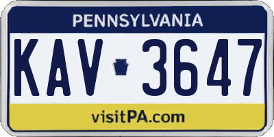 PA license plate KAV3647