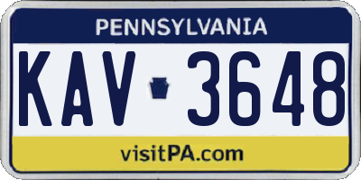 PA license plate KAV3648
