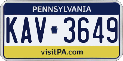 PA license plate KAV3649