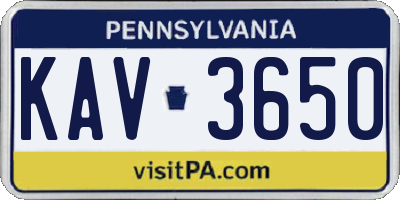 PA license plate KAV3650
