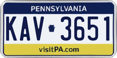 PA license plate KAV3651