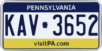 PA license plate KAV3652