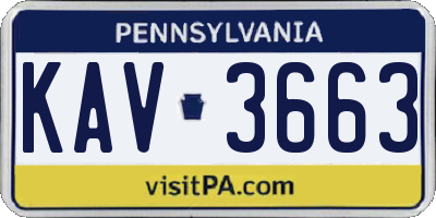 PA license plate KAV3663