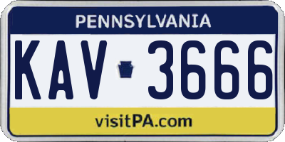 PA license plate KAV3666