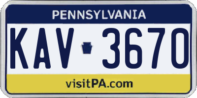 PA license plate KAV3670