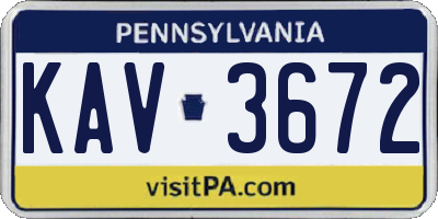 PA license plate KAV3672