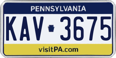 PA license plate KAV3675