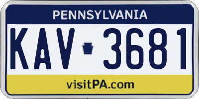 PA license plate KAV3681