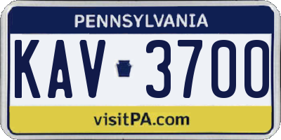 PA license plate KAV3700
