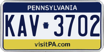 PA license plate KAV3702