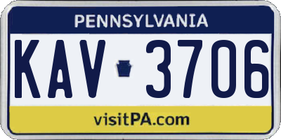 PA license plate KAV3706
