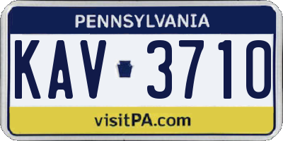 PA license plate KAV3710