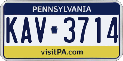 PA license plate KAV3714