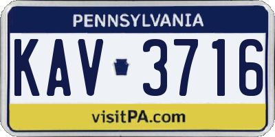 PA license plate KAV3716
