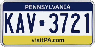 PA license plate KAV3721
