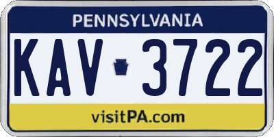 PA license plate KAV3722