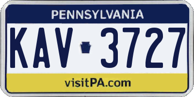PA license plate KAV3727