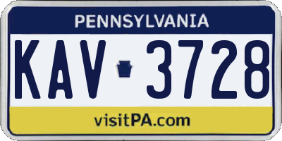PA license plate KAV3728
