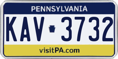 PA license plate KAV3732