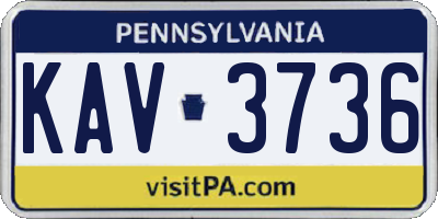 PA license plate KAV3736