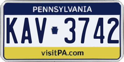 PA license plate KAV3742