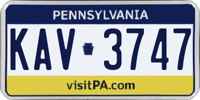 PA license plate KAV3747