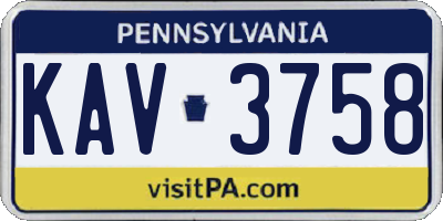PA license plate KAV3758