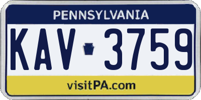PA license plate KAV3759