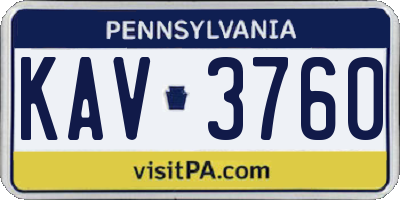 PA license plate KAV3760