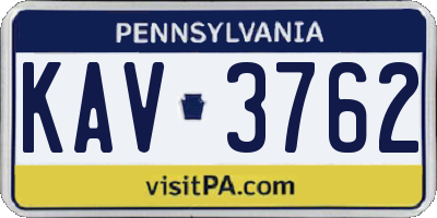 PA license plate KAV3762