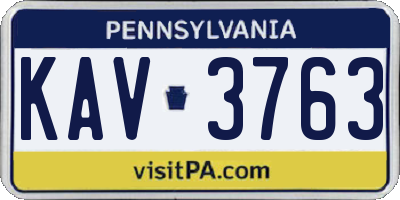 PA license plate KAV3763