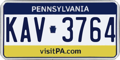 PA license plate KAV3764