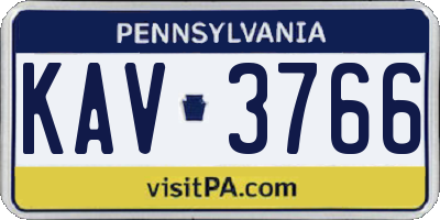 PA license plate KAV3766