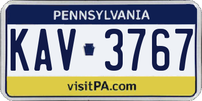 PA license plate KAV3767