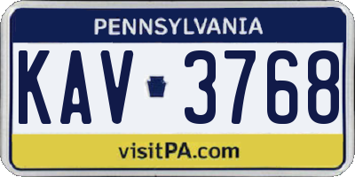 PA license plate KAV3768